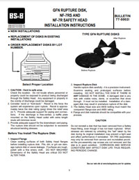 GFN Rupture Disk (Bursting Disc) and NF-7RS and NF-7R Safety Head Installation Instructions